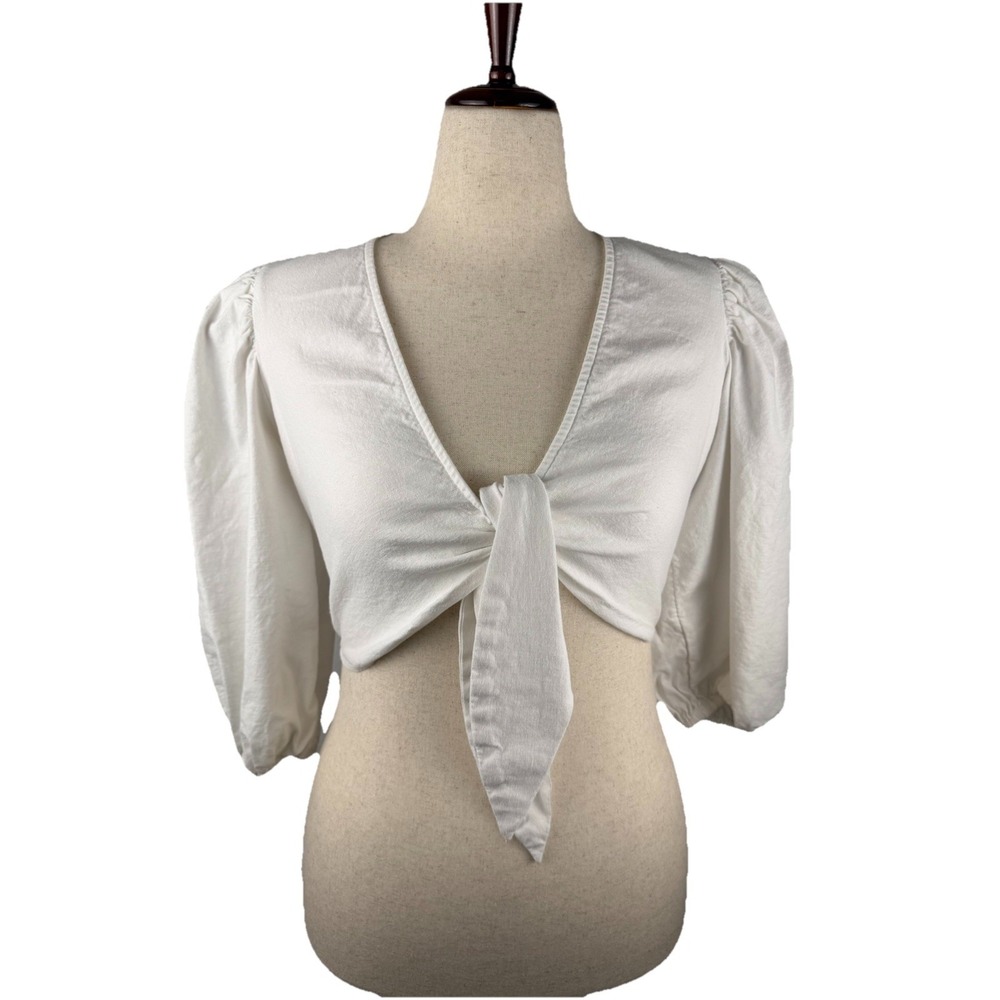 Coquette Cotton Wrap Top Sz M‎ White Flirty Festival Soft Girl Boho Summer Beach